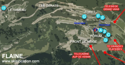 plan flaine station magasins location skiset skimium netski
