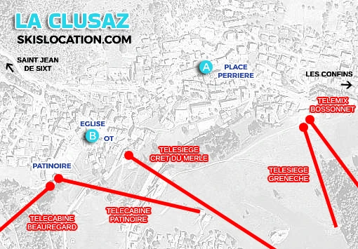 plan la Clusaz station ski magasins location skiset skimium