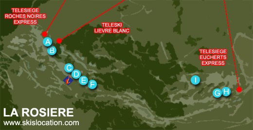 plan station La Rosière magasins ski