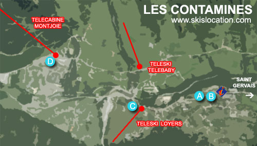 plan les contamines montjoie station magasins ski
