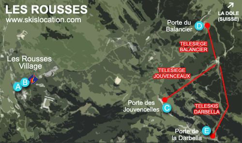 plan les rousses station ski magasins location