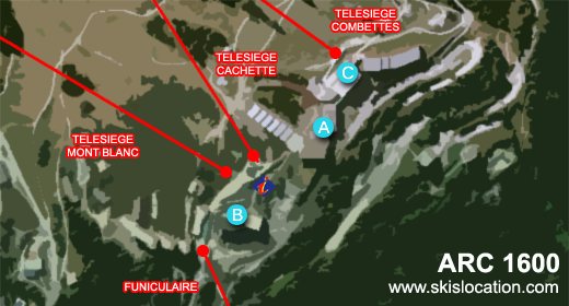 plan Arc 1600 magasins ski