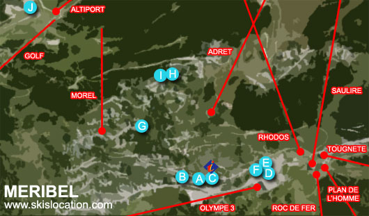plan méribel station ski magasins location