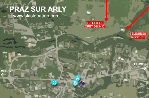 plan praz sur arly magasins ski