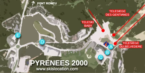 plan Pyrénées 2000 magasins location ski skiset skimium netski