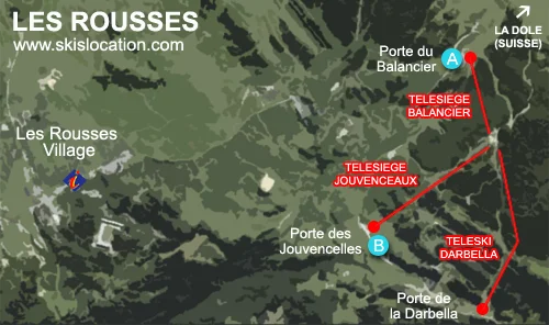 plan station Les Rousses magasins ski