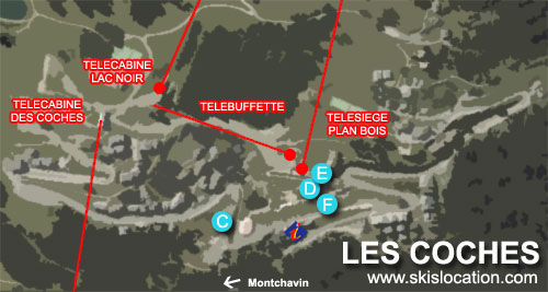 plan station les coches magasins ski