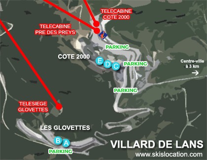 plan villard de lans cote 2000 magasins location ski